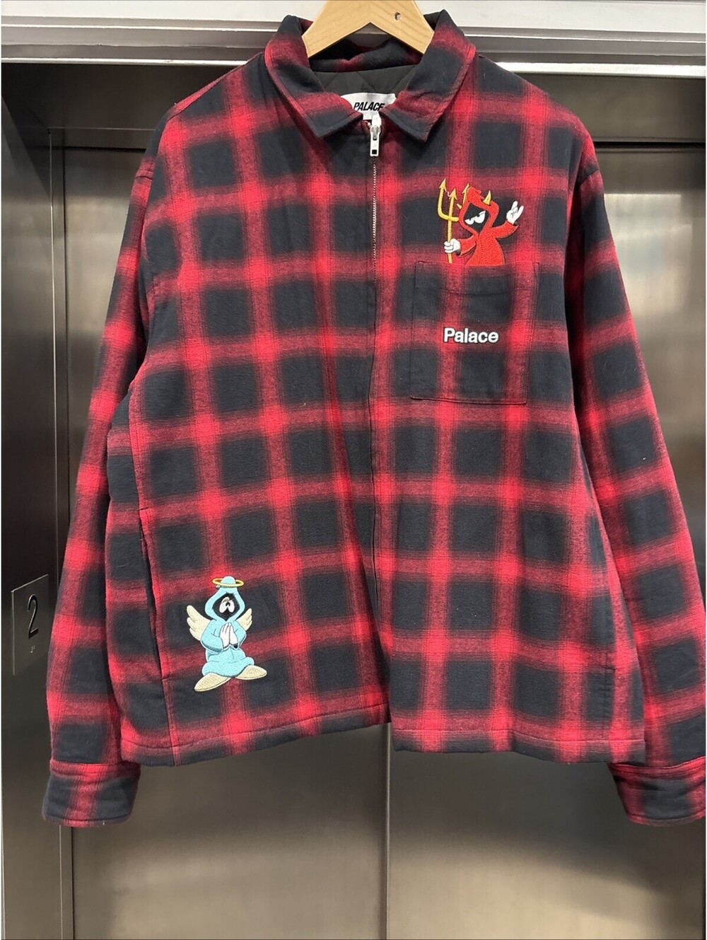 Palace Streetwear Devil And Angel Flannel Embroidered Shirt